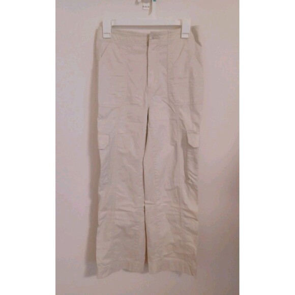 Abercrombie & Fitch Cargo Utility Pants 25/0 Khaki Y2K Boho Wide Flare Leg - Picture 1 of 8